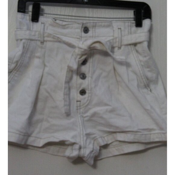 Abercrombie & Fitch Button Fly High Waist Shorts Belted White Size 27/4 - Picture 1 of 6